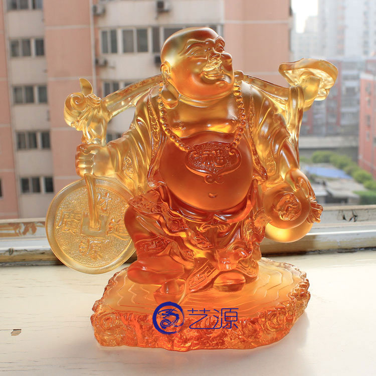 琉璃工艺品摆设家居风水供奉结缘保平安招财弥勒佛佛像如意扁担佛