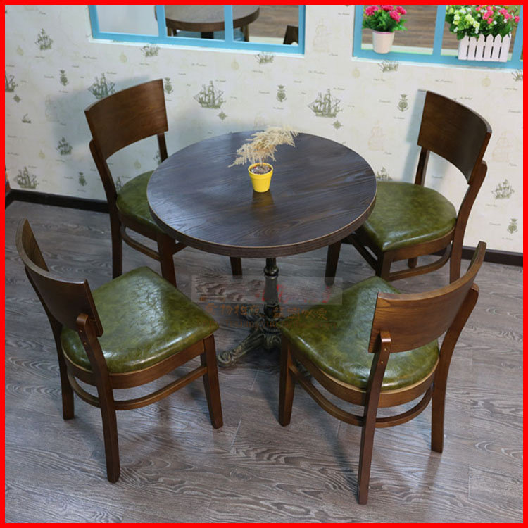 定制复古美式西餐厅咖啡厅桌椅子实木甜品店奶茶店餐桌椅