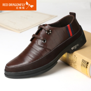 Red Dragonfly genuine leather men's shoes fall/winter new daily leisure laced leather shoes with thick stitching at the end of men's shoes