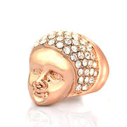 Mu-Mu-jewelry India Queen head ring rings women imitate diamond rose gold plated vintage Western vintage jewelry