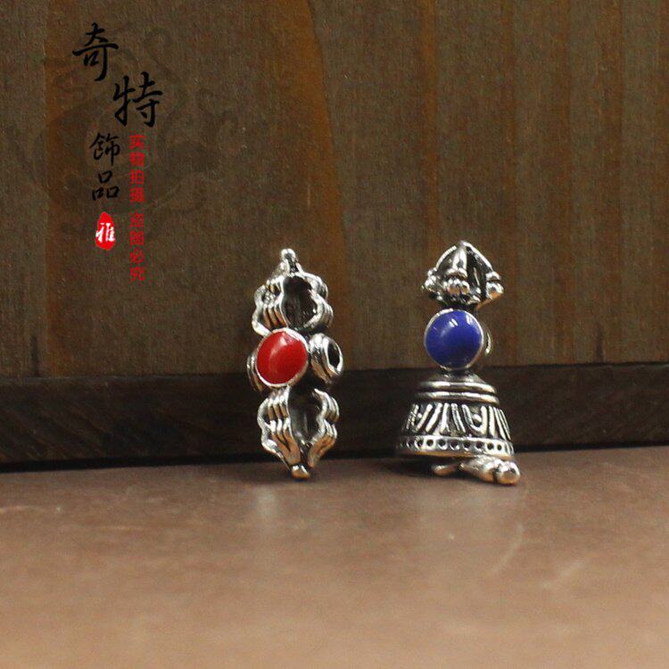 DIY配件合金藏银滴油景泰蓝 藏式尼泊尔佛珠金刚杵降魔杵法器