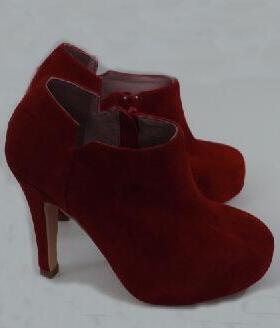 2015秋冬高跟短靴细跟及裸靴防水台圆头女靴细跟f大红色高跟鞋