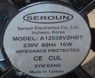 A12038V2HBT SEROUN 12038 230V 金属铝框风机 原装 16W 正品