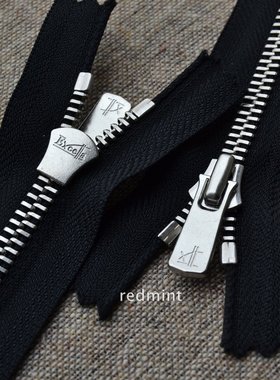 平牙细齿3#YKK拉链白铜闭尾Excella裤裙腰皮具箱包领袖袋口黑580