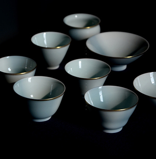 【立明堂】素胎白瓷绘双线纯金箍【泉畔听音】系列 售罄