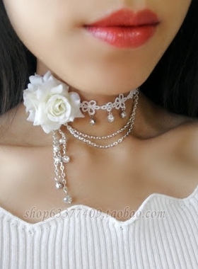 艾露恩之泪唯美水钻蕾丝项链