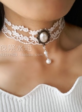 『楼兰旖梦』欧式复古唯美lolita森女婚宴日常百搭米白蕾丝颈项链