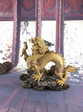 龙精品摆件石湾公仔陶瓷工艺品十二生肖动物手工陶塑家居饰品摆设