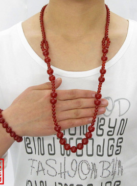 红玛瑙本命年水晶民族风毛衣链