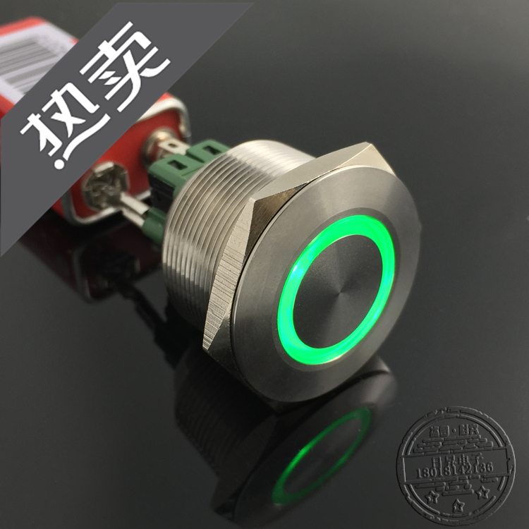 28mm金属按钮 自复位/自锁 LED带灯一开一闭 6脚 防水不锈钢开关