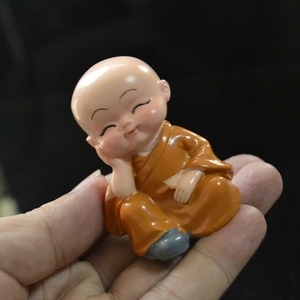 可爱工艺品摆件中式玄关客厅佛像茶宠人物装饰小和尚禅意创意书房