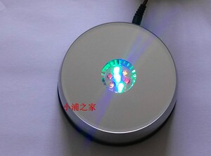 LED电子音乐底座旋转七彩灯水晶内雕玉器工艺品摆件发光底盘灯座
