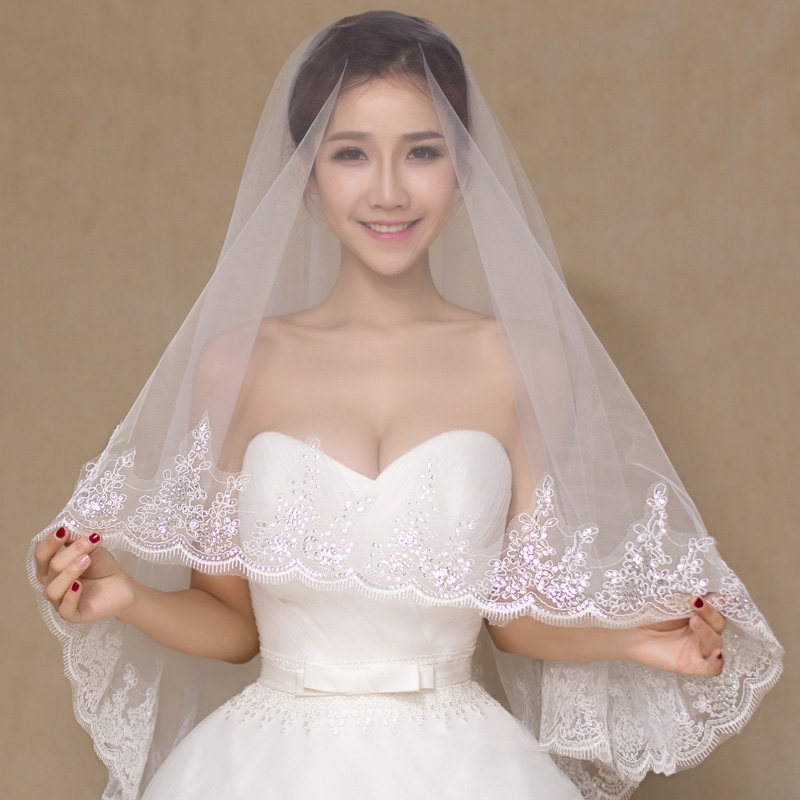 新娘头纱结婚礼婚纱新款韩式多层长长款白色短大蕾丝花边复古亮片|msdalam kategori Aksesori/Belt kulit/Hat/Muffler, aksesori pakaian perkahwinan, Veil - dari Buy2taobao.com untuk memberikan perkhidmatan ejen Taobao profesional membeli