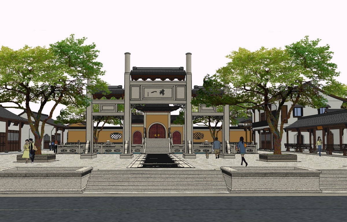 sketchup模型 寺院寺庙 中式古典 大型建筑规划设计su模型