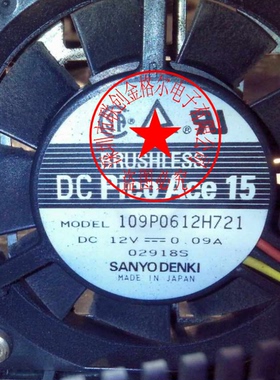 109P0612H721 12V 0.09A原装正品日本三洋SANYO 6CM 三线轴流风扇