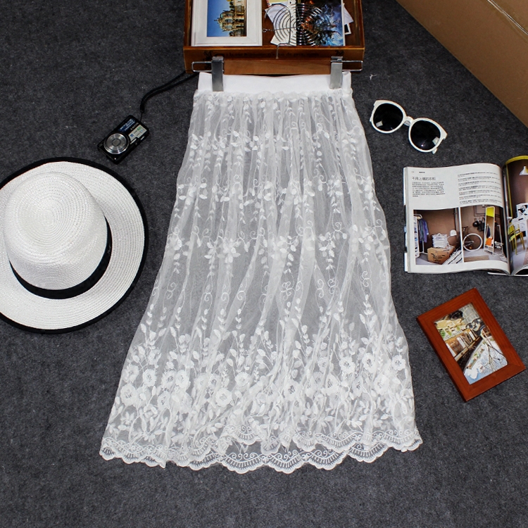 Lace dress Paige Mid length version monolayer Gauze skirt perspective 2019 new pattern Spring and summer Internal lap Backing skirt skirtin the Women's clothing/Boutique , Skirts  category - from Buy2taobao.com to provide professional Taobao agent buy service