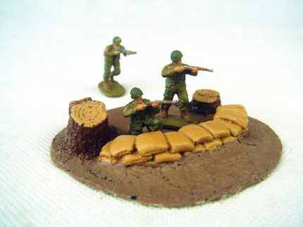 二战沙盘兵人成品场景模型 1:72沙包掩体战壕（含底板）