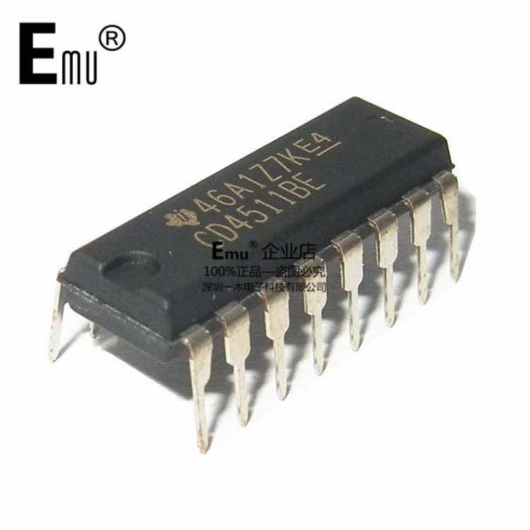 Emu丨CD4511BE 锁存解码器驱动器 直插DIP16