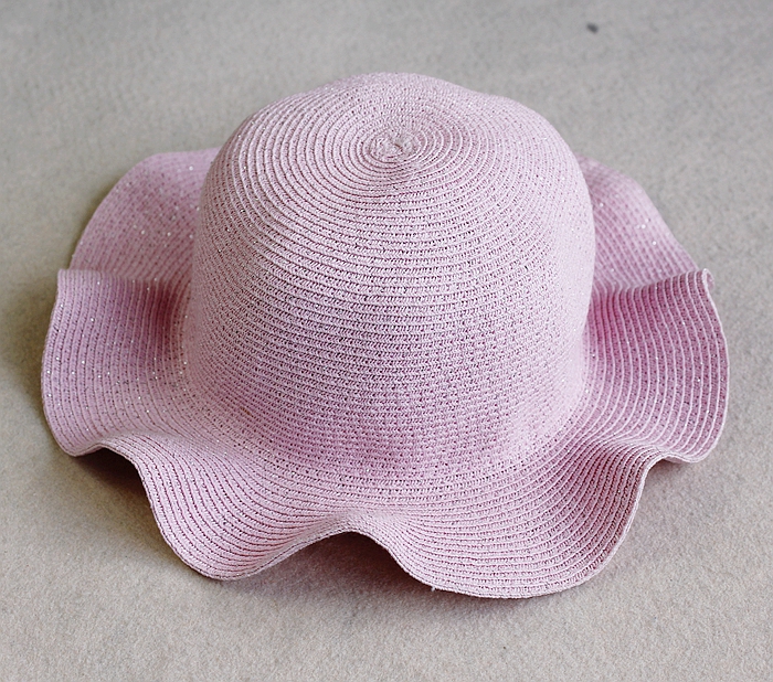 童装荷叶边儿童粉色遮阳帽帽子