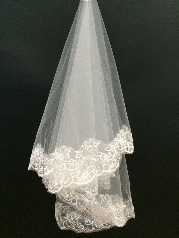 韩式新款超长蕾丝花边头纱婚纱新娘造型头纱 wedding veil