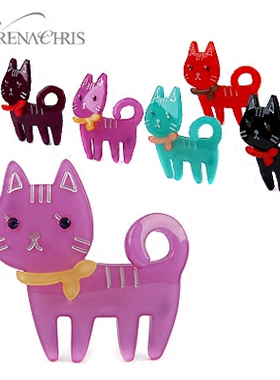 AngelRena韩国进口发饰品可爱猫咪糖果色边夹发夹刘海夹F2