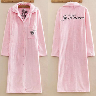 珊瑚绒睡裙加长款 天天特价 韩版 秋冬大码 睡衣女加厚 法兰绒睡袍开衫