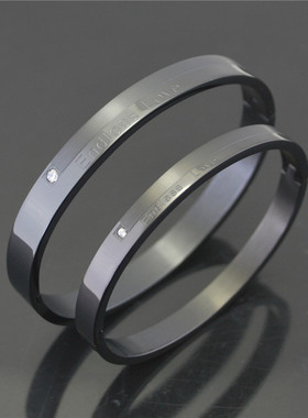 Endless love无尽的爱黑色情侣手镯钛钢男女士手环一对秋冬装饰品