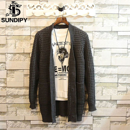 sundipy<em>青年中长款针织开衫男士</em>2015秋装韩版