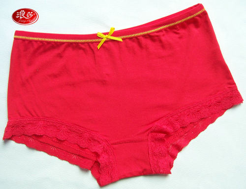 浪莎木代尔大红平角裤满4包邮