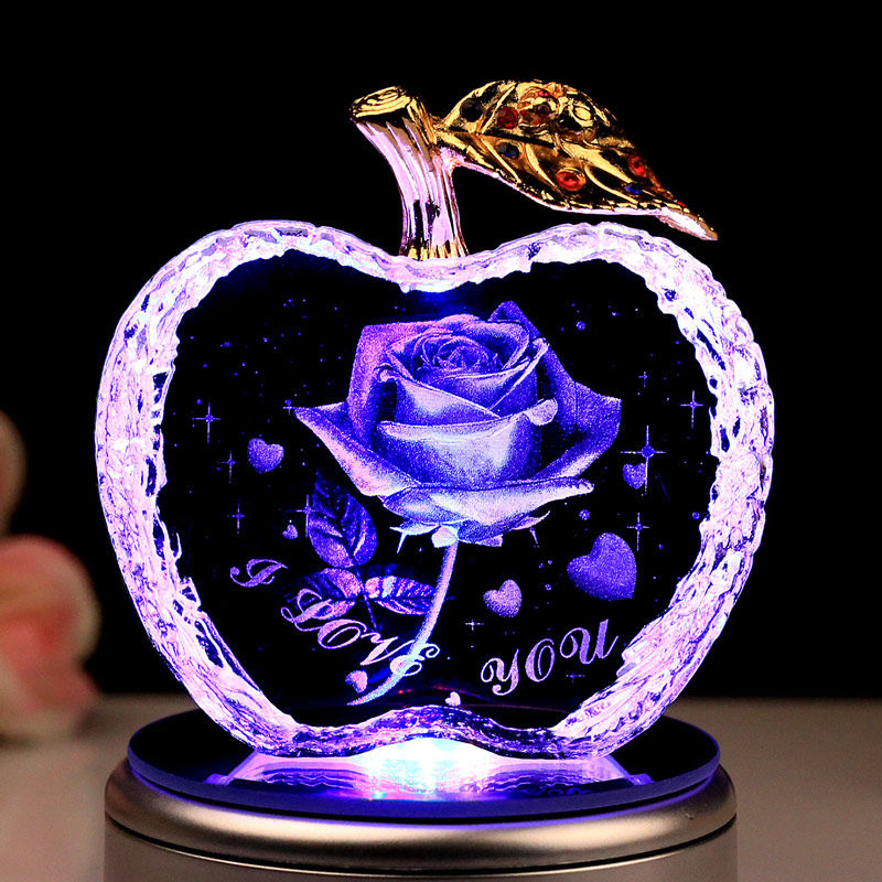 情人节生日礼物送女生朋友老婆女友创意浪漫有意义的水晶苹果礼品