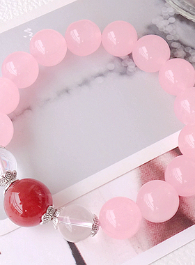 天然红玛瑙水晶手链包邮