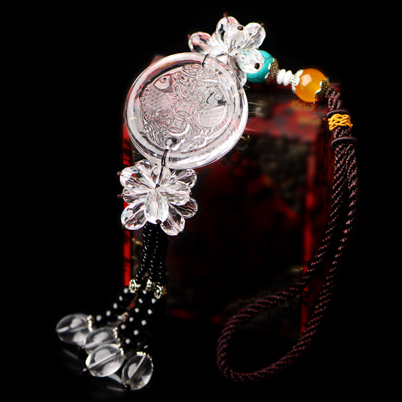 汽车挂件保平安创意白水晶年年有鱼吊坠内饰装饰品汽车挂饰车用品