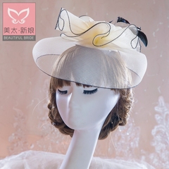 Meitai bride Hat European vintage feathered Hat headdress veil NET celebrity wedding dress accessories B0751