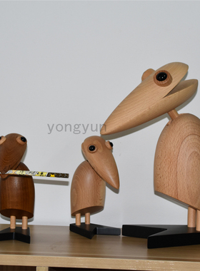 北欧木偶原木雕刻经典丹麦饰品书柜桌面摆件大嘴鸟创意礼品啄木鸟