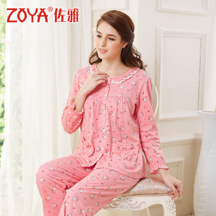 佐雅家居服 秋季新品<em>女式睡衣</em>长袖纯棉 夏韩版