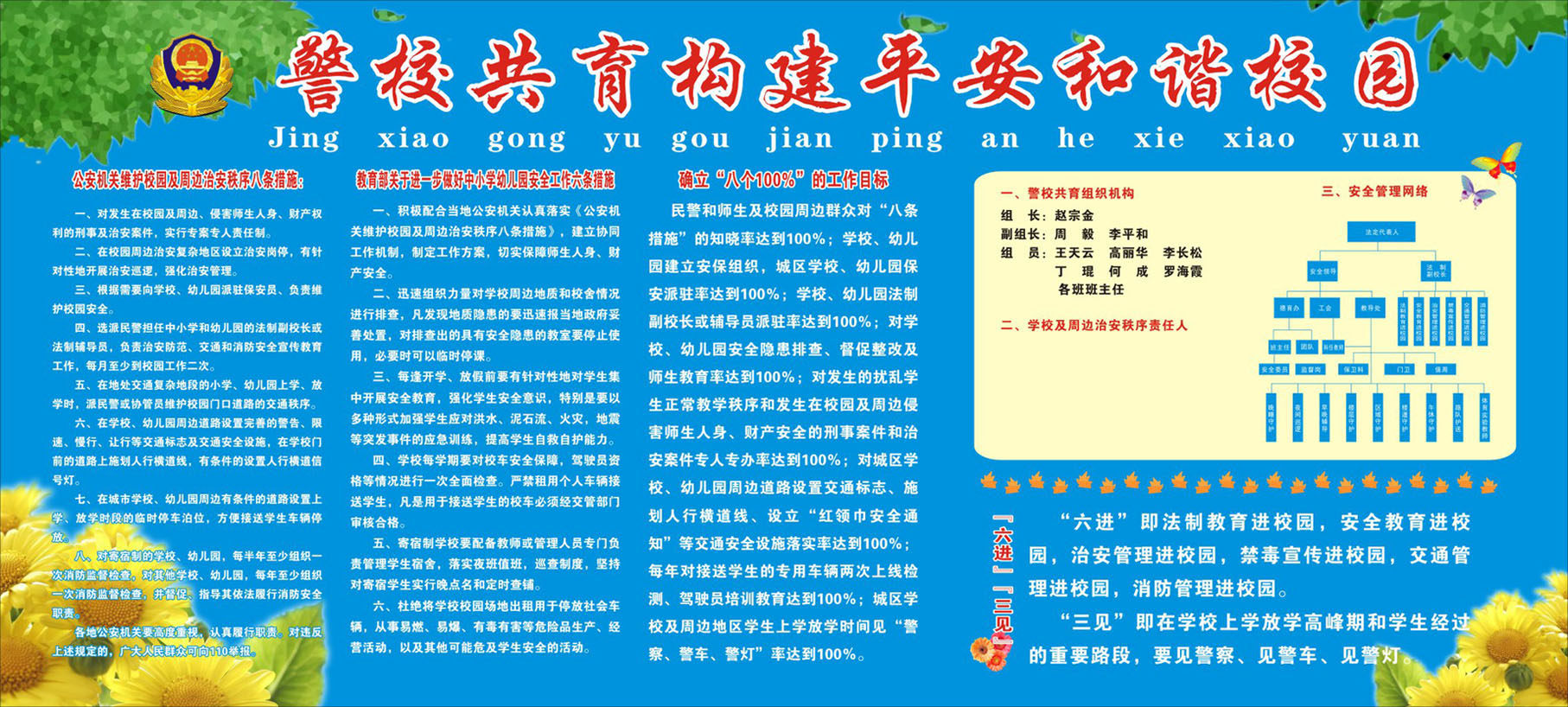 734海报印制展板写真喷绘贴纸953警校共育构建平安和谐校园宣传栏