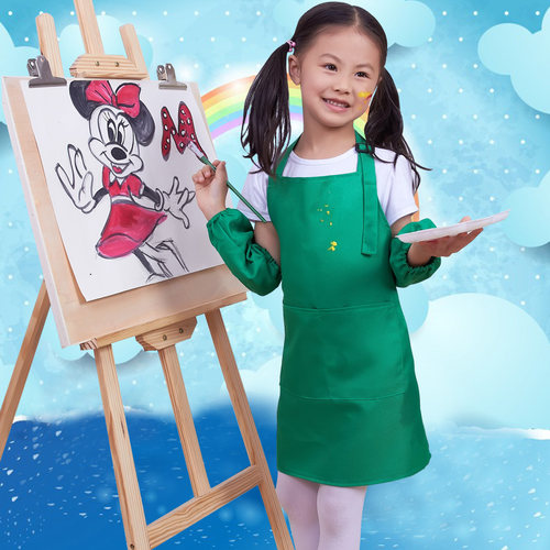 特价幼儿园画画围裙 5-7岁儿童绘画围裙88004小宝宝围裙+袖套套装