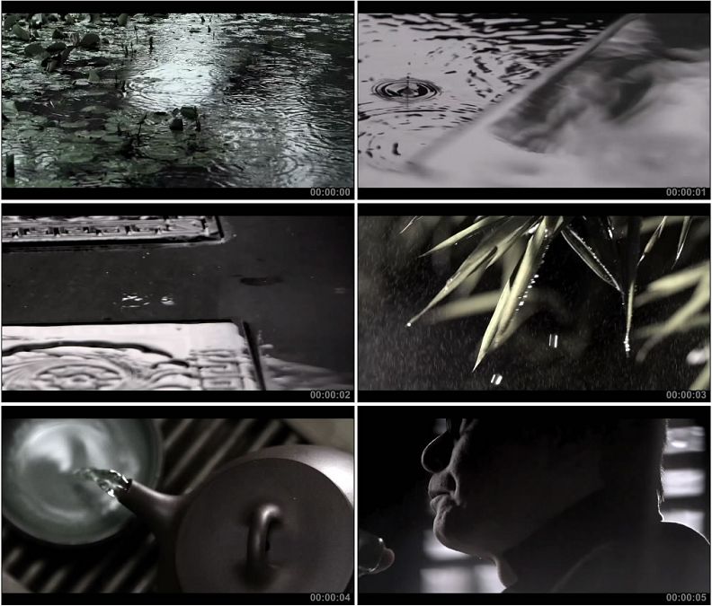 下雨天老人喝茶水高清实拍视频素材