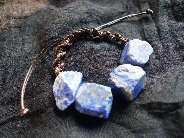 天然无添加青金石原石异域风情手作蜡绳旋转纹花样手链