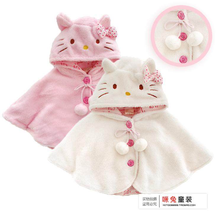 秋冬装 卡通造型加厚珊瑚绒婴儿披风宝宝卡通斗蓬公主披肩外出服