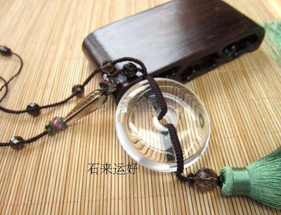 石来运好 天然白水晶平安扣车挂平安水晶汽车挂饰纯手工制作免邮