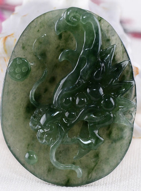 宏荔珠宝翡翠 正品A货特价玉坠冰种起胶翡翠龙头玉石吊坠1890