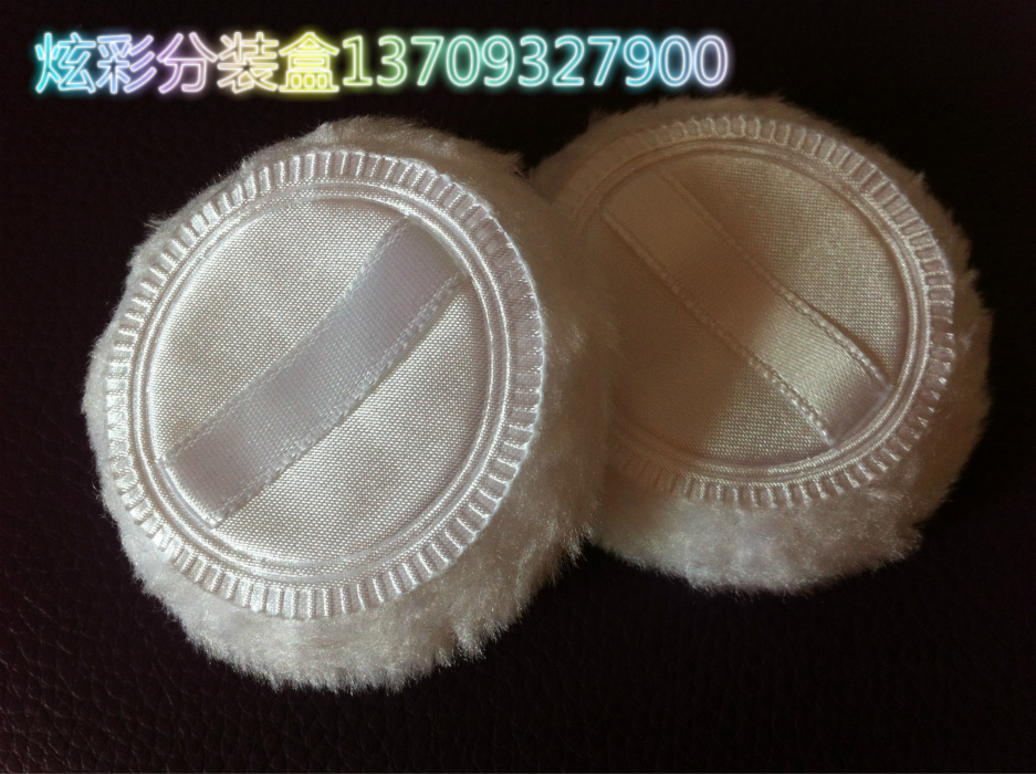 直径6CM的缎带长毛植毛粉扑 海棉粉扑 化妆粉扑