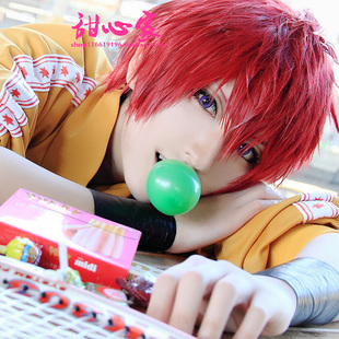 {甜心家}网球王子丸井文太/我爱罗 赤司鸣子章吉红色cosplay假发