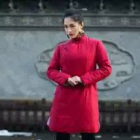 Демисезонный модный элегантный лонгслив, стеганое ципао, китайский стиль, из хлопка и льна, облегающий крой