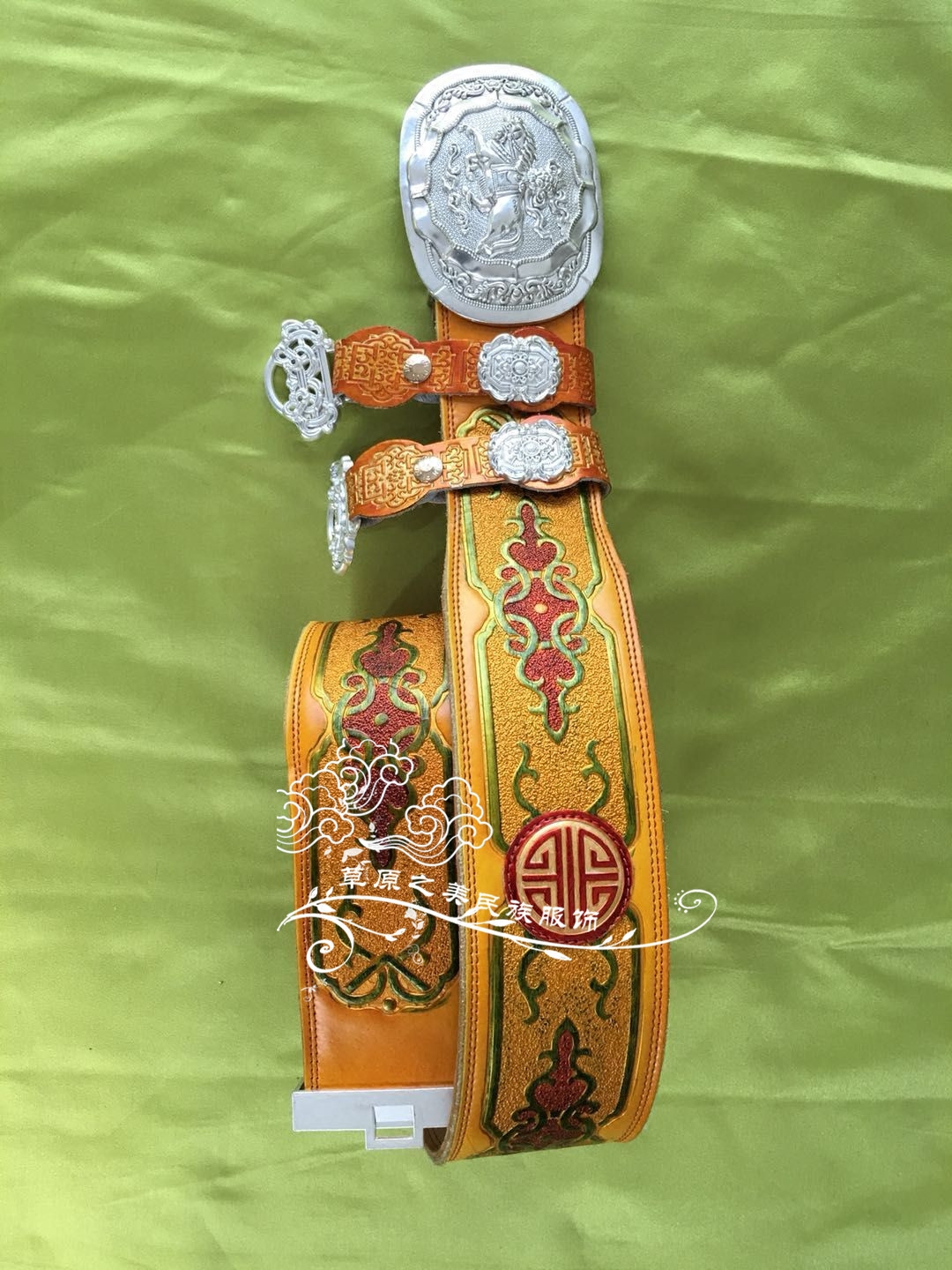 蒙古族男士皮带大号飞马头腰带蒙古袍服饰配饰佩饰腰封热卖
