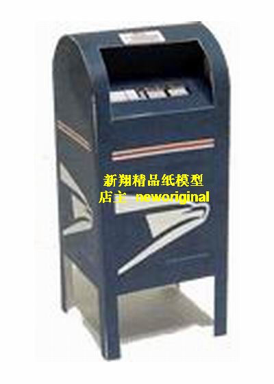 【新翔精品纸模型】1比9 6蓝色邮政信箱邮筒城市场景套件配件模型