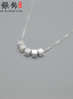 纯银方块日韩风原创配饰短款吊坠