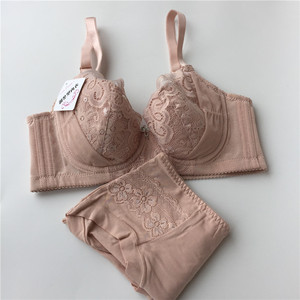 夏季超薄款蕾丝性感文胸套装无海绵透气少女女士内衣套装粉色