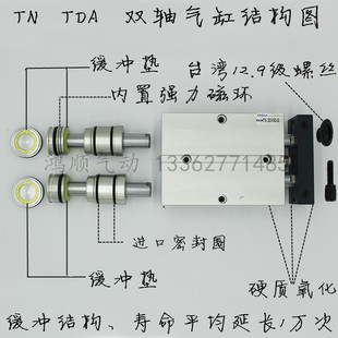 TDA/TN25X150X175X200X250X300双杆气缸TN25*150/175/200/250/300